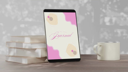 video of a self-care journal with abstract shapes and 'Self-Care Journal' text by Elv X Beauty 